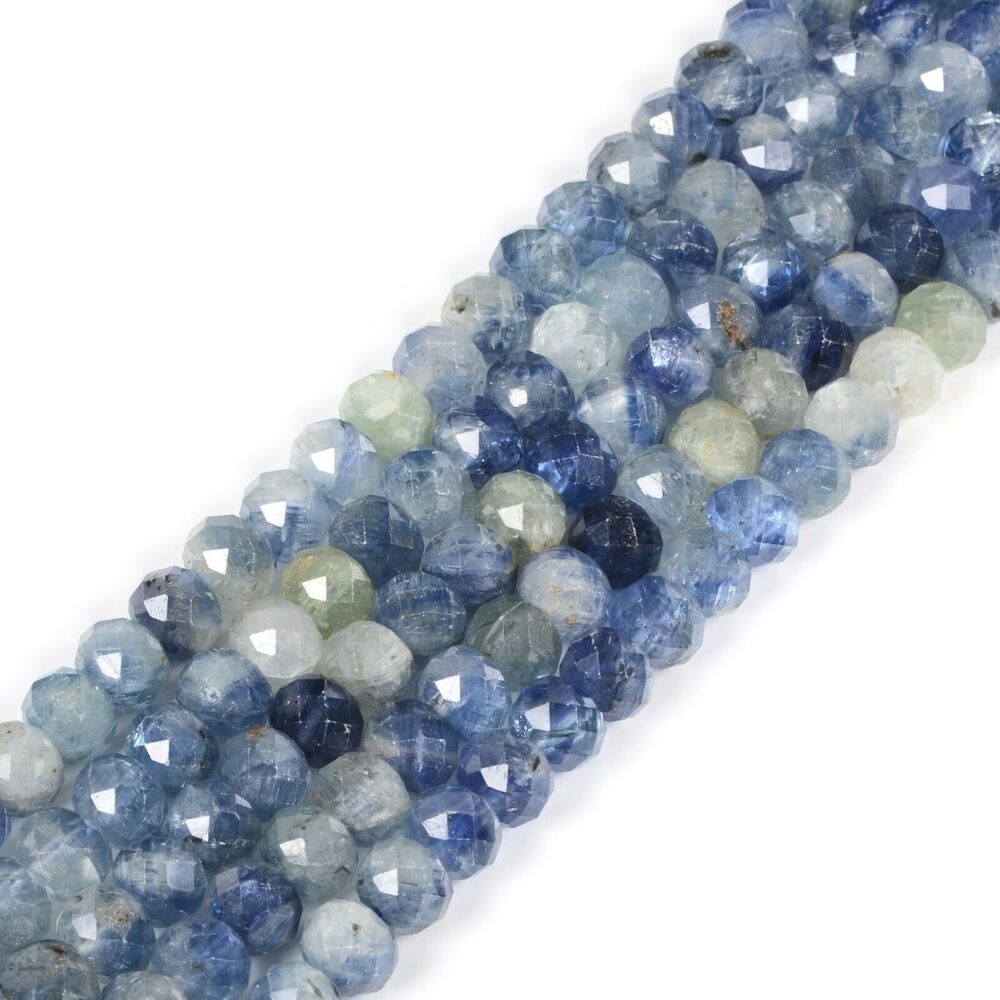 2756 Natural Kyanite 6mm Gemstone Faceted Rondelle Loose Beads DIY Jewelry